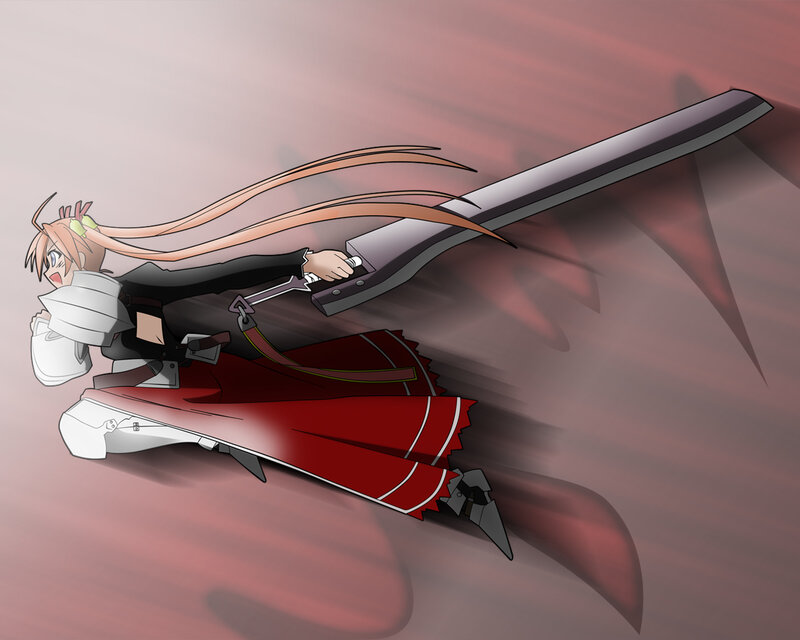 anime girl with giant sword