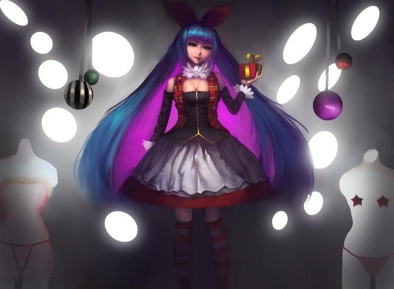 Anime girl with gift