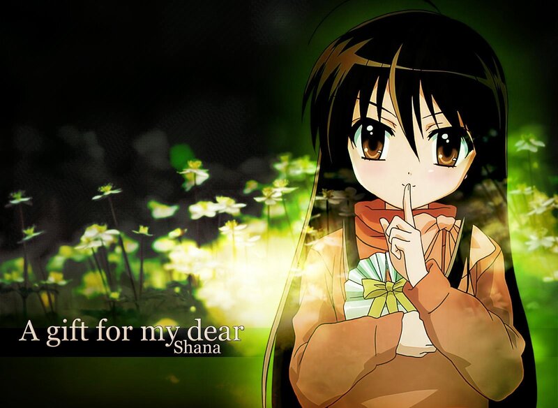Anime girl with gift