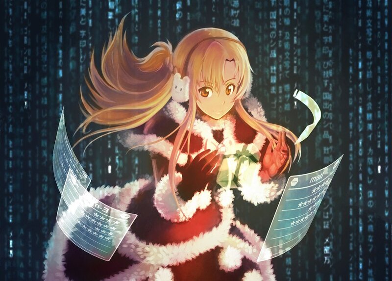 anime girl with gift