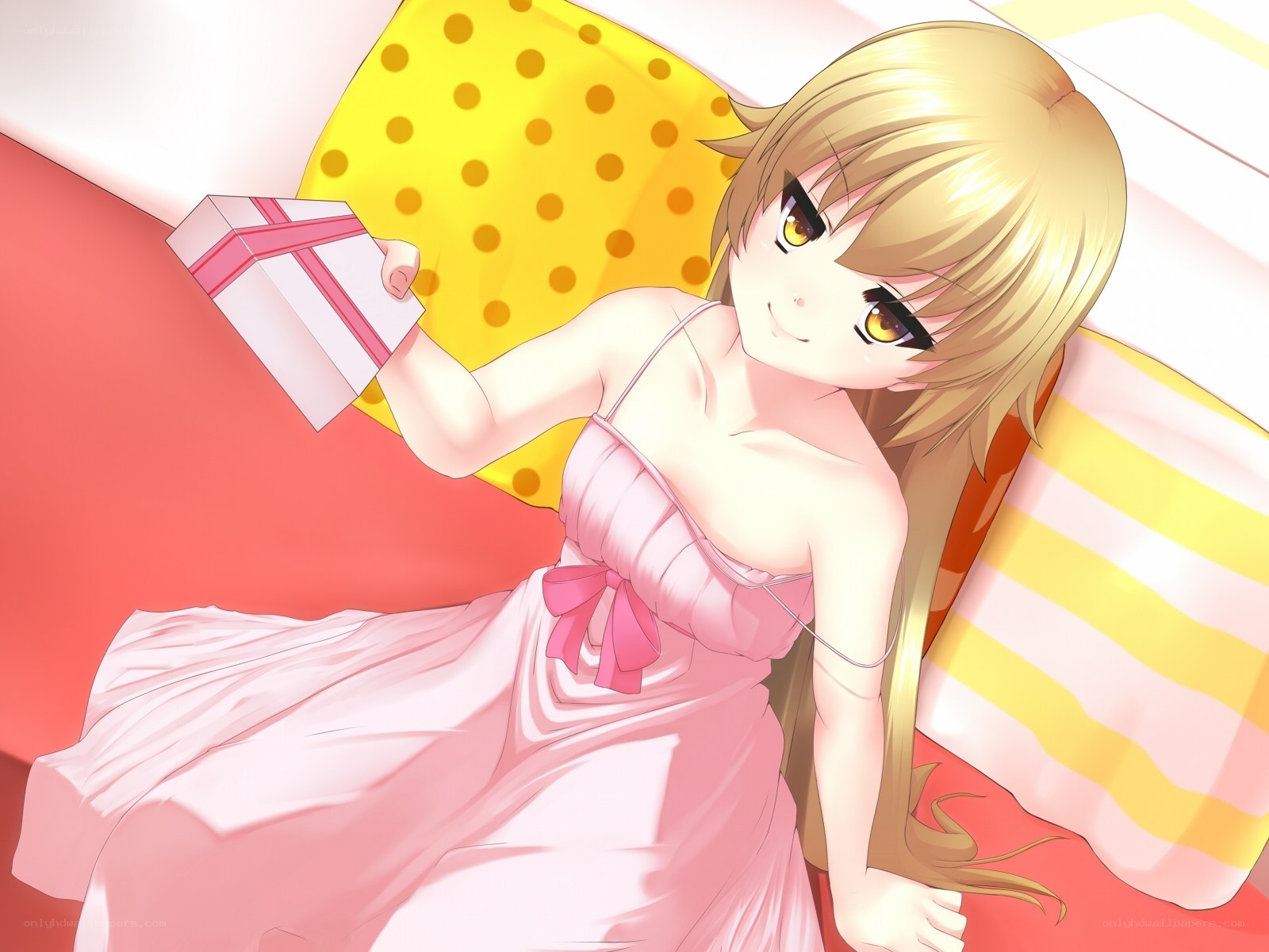 anime girl with gift