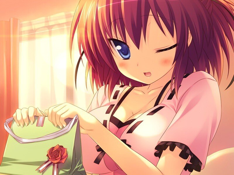 anime girl with gift bag