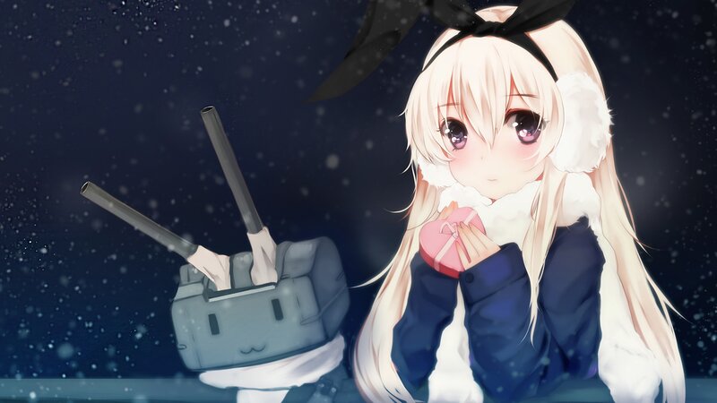 Anime Girl with Gift — Blue, Calm, Serene