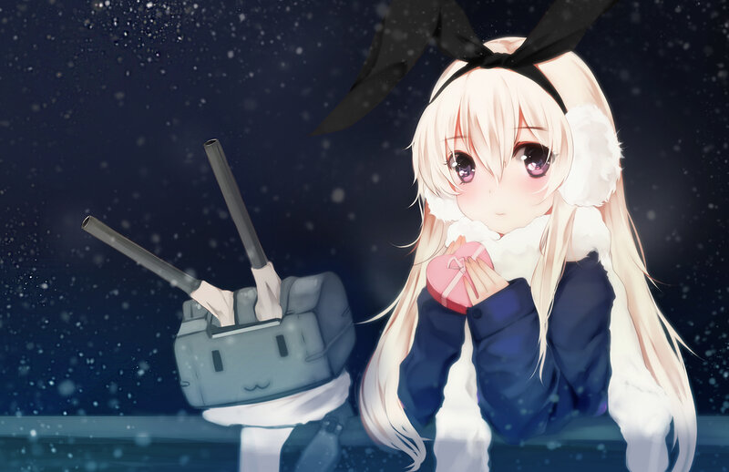 Anime Girl with Gift — Blue, Calm