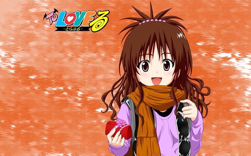 Anime girl with gift box