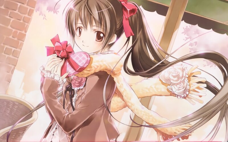 anime girl with gift box