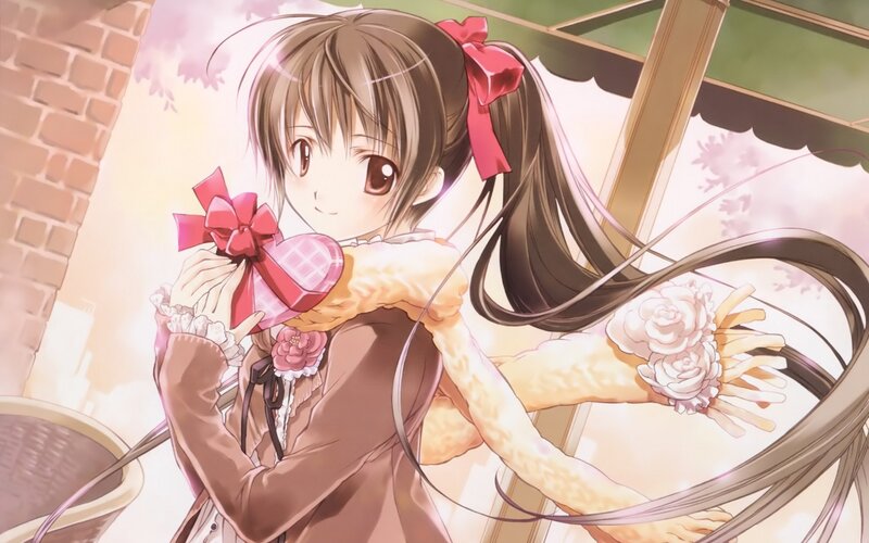anime girl with gift box