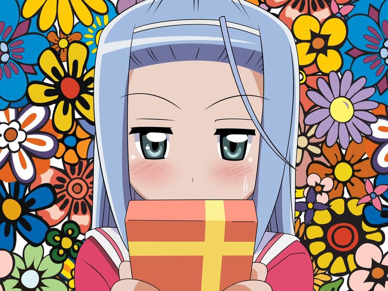 anime girl with gift box