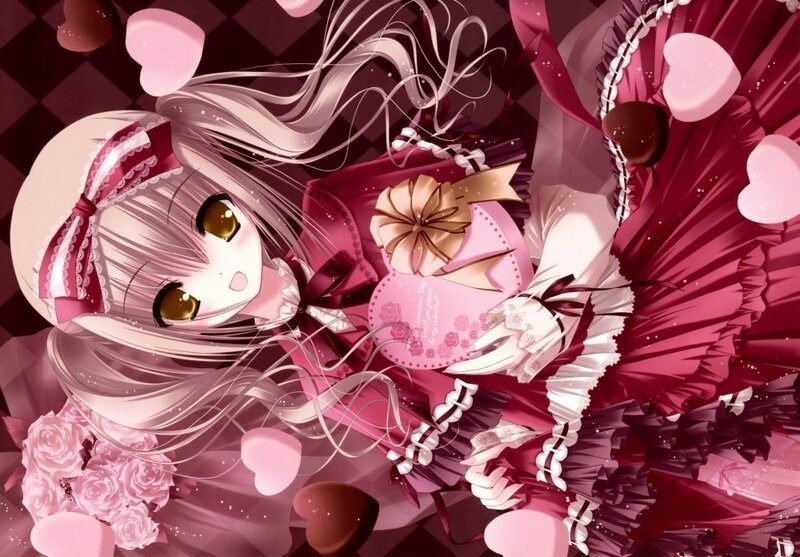 Anime Girl with Gift Box — Pink