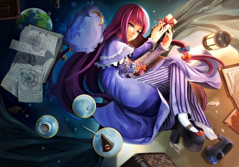 Anime Girl with Gift — Purple, Dreamy