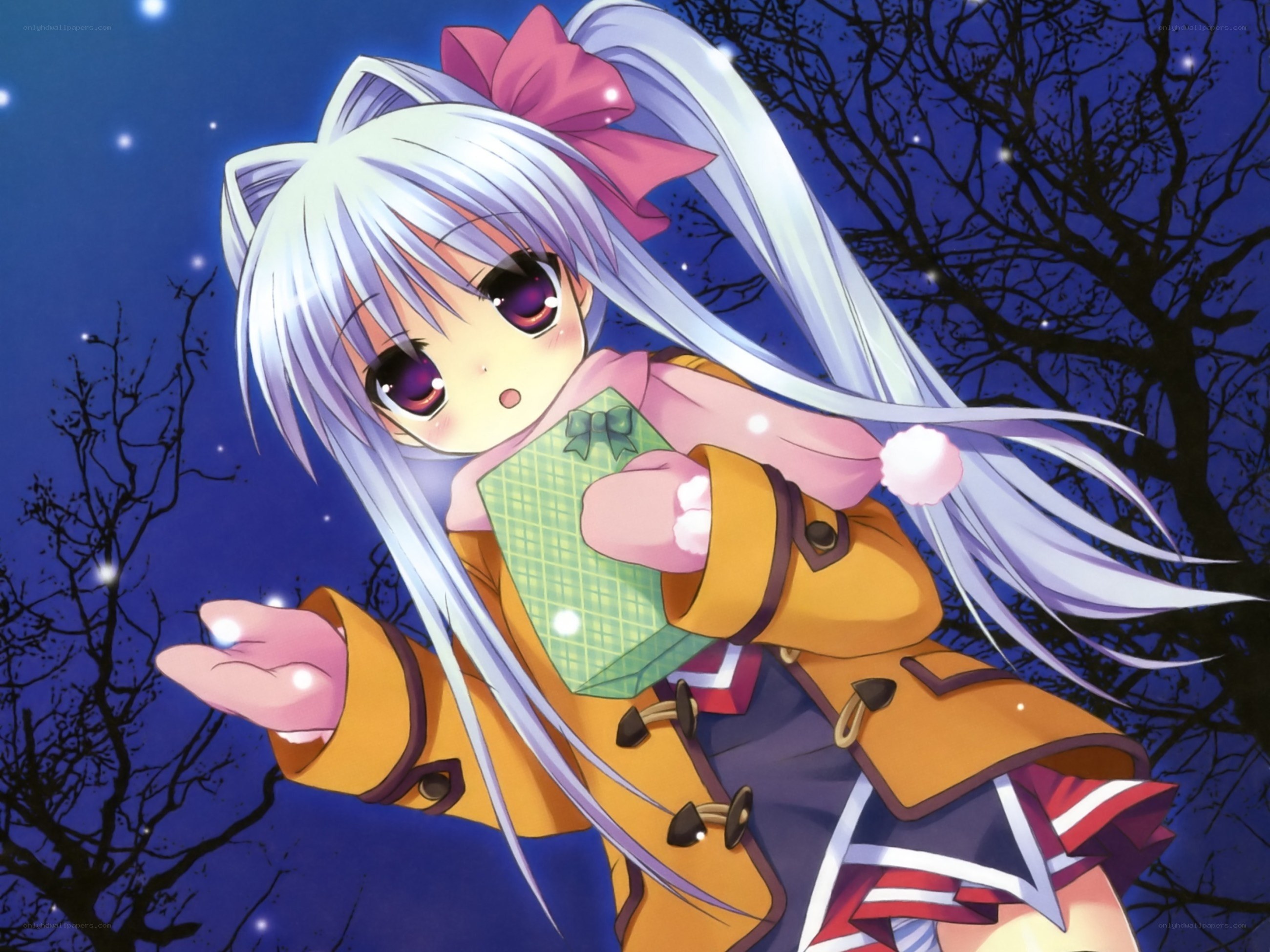 anime girl with gift