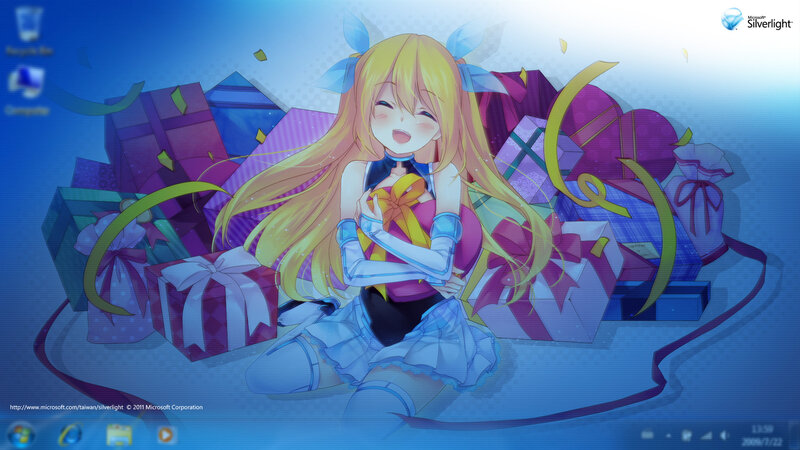 Anime Girl with Gifts — Blue