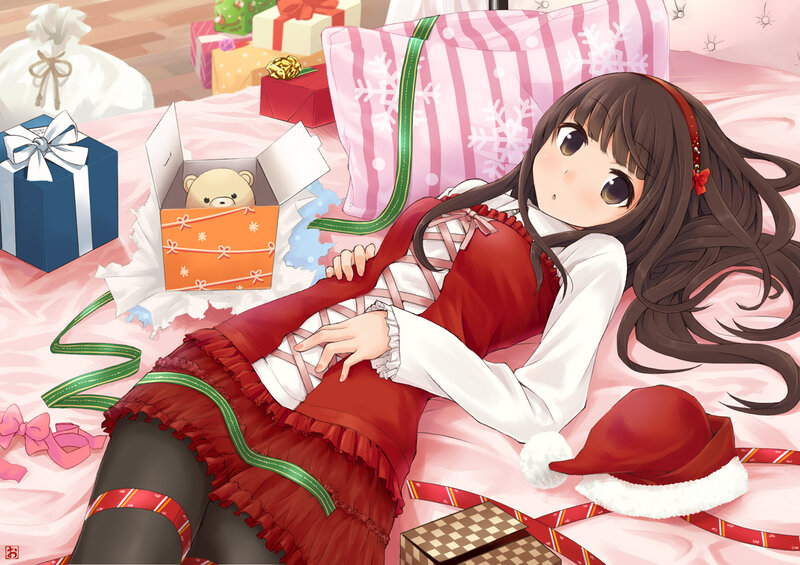 Anime Girl with Gifts — Red