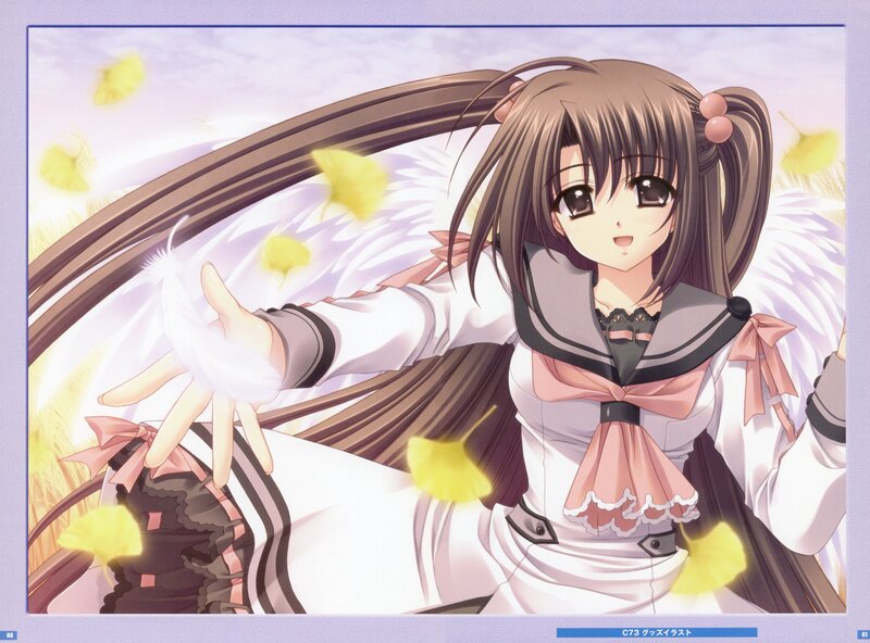 anime girl with ginkgo leaves