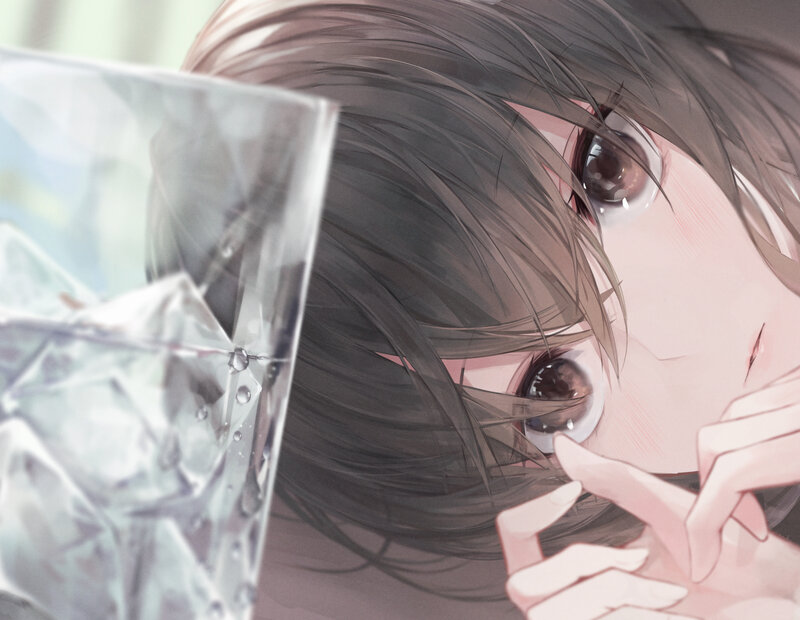 Anime Girl with Glass