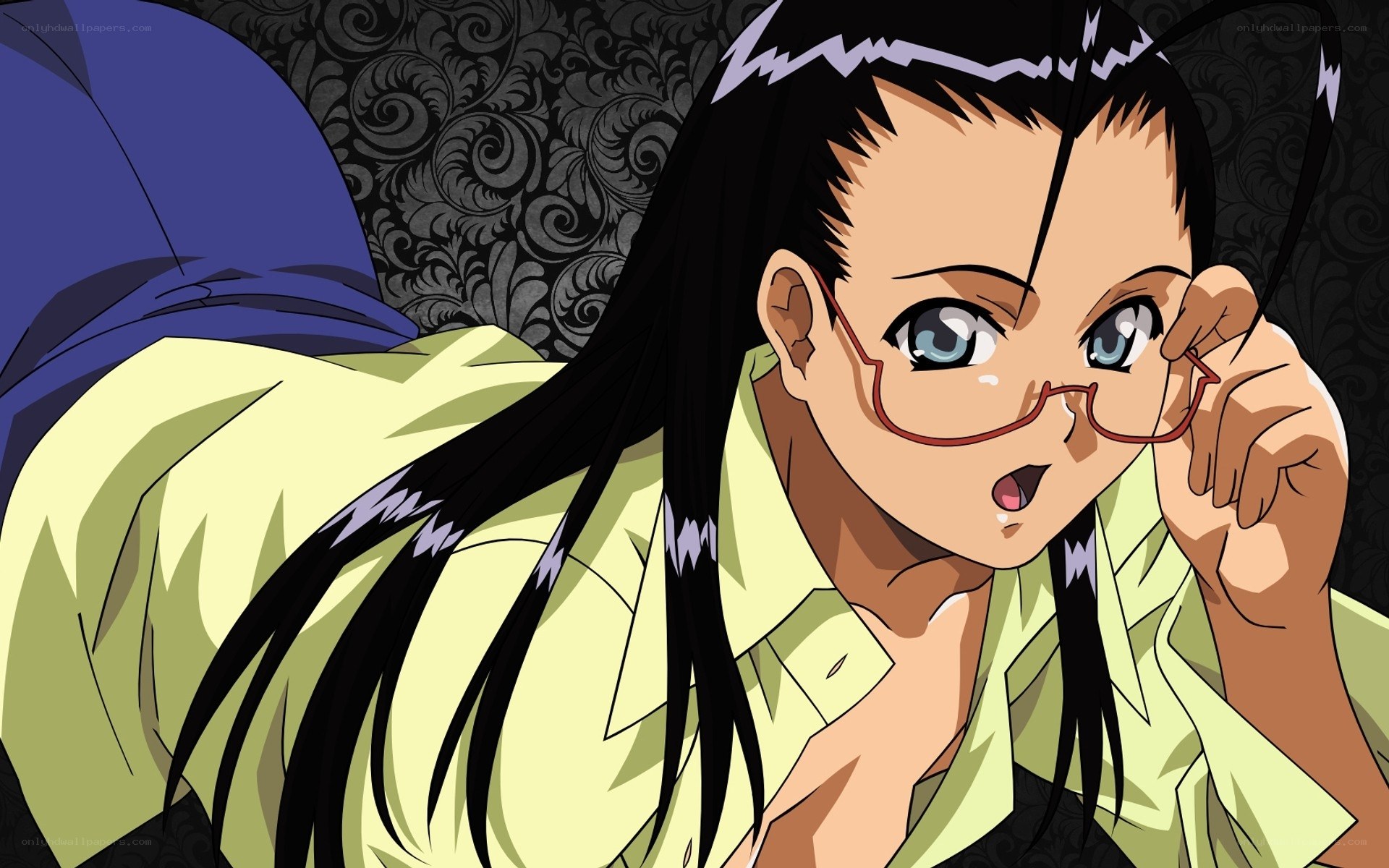 anime girl with glasses