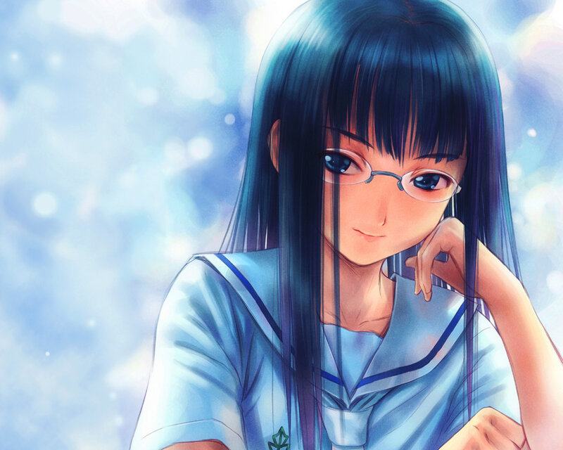 anime girl with glasses