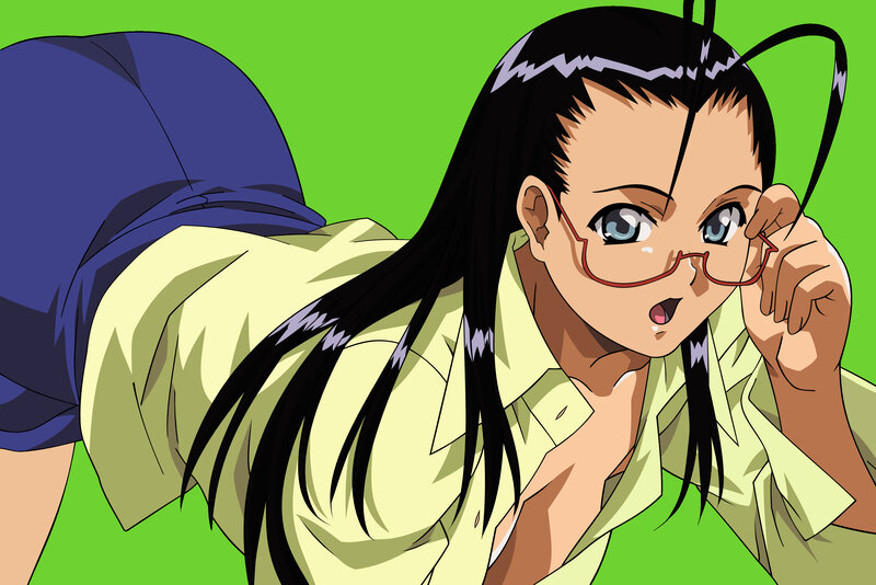 anime girl with glasses