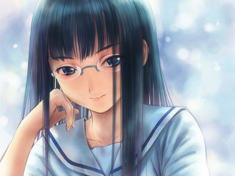 anime girl with glasses