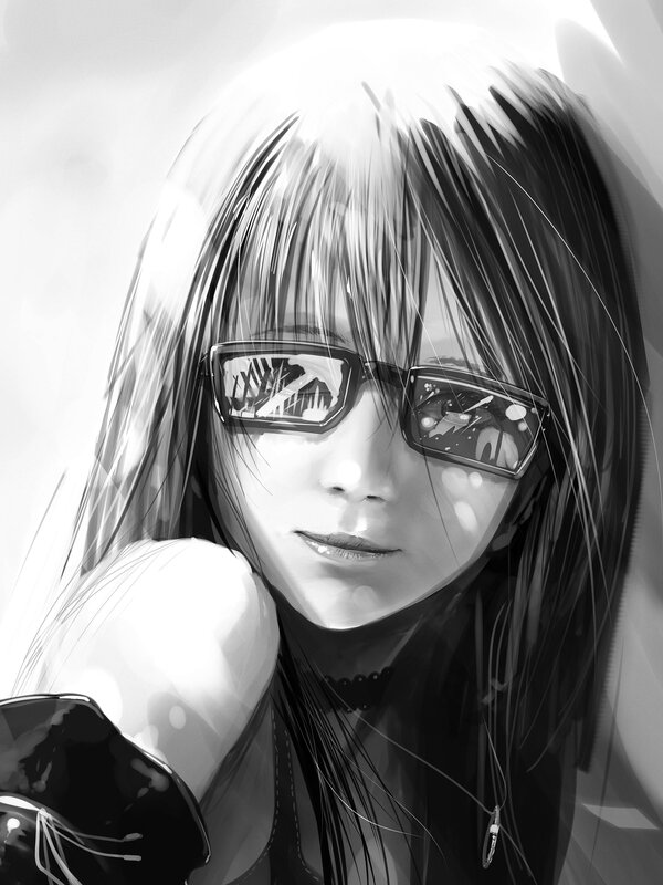 anime girl with glasses