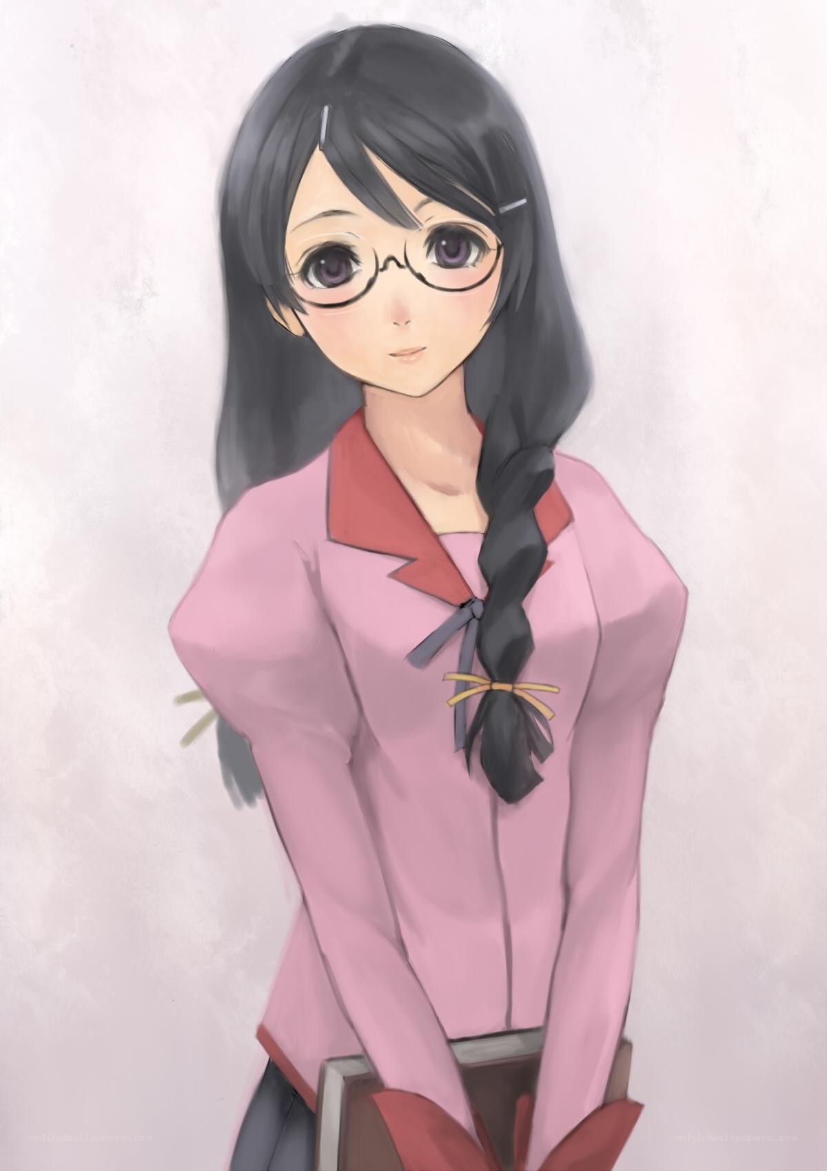 anime girl with glasses