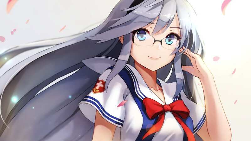 anime girl with glasses
