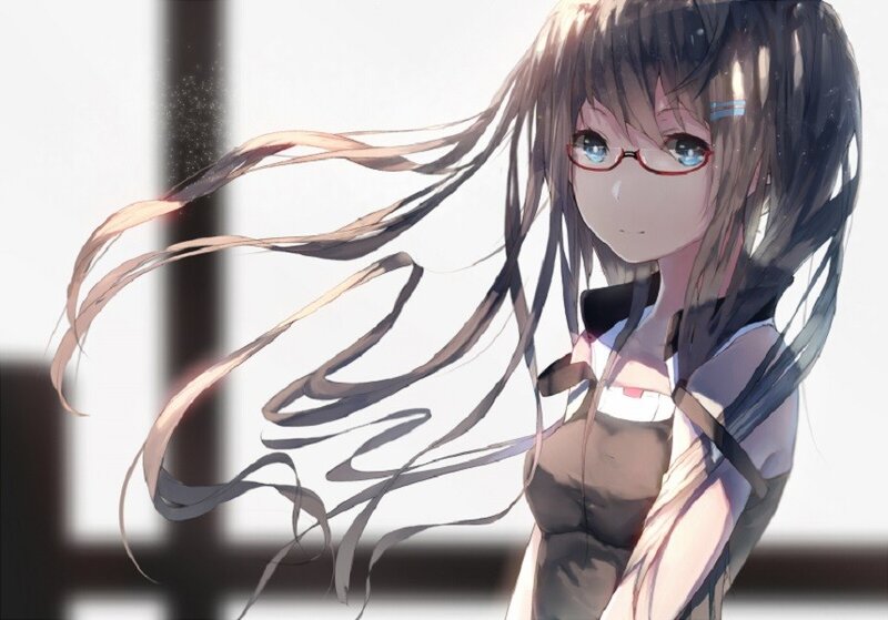 anime girl with glasses