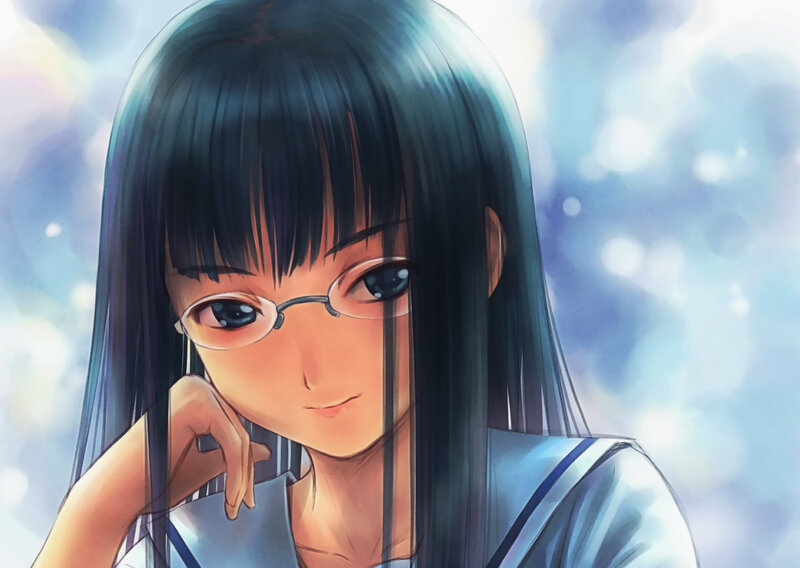 anime girl with glasses