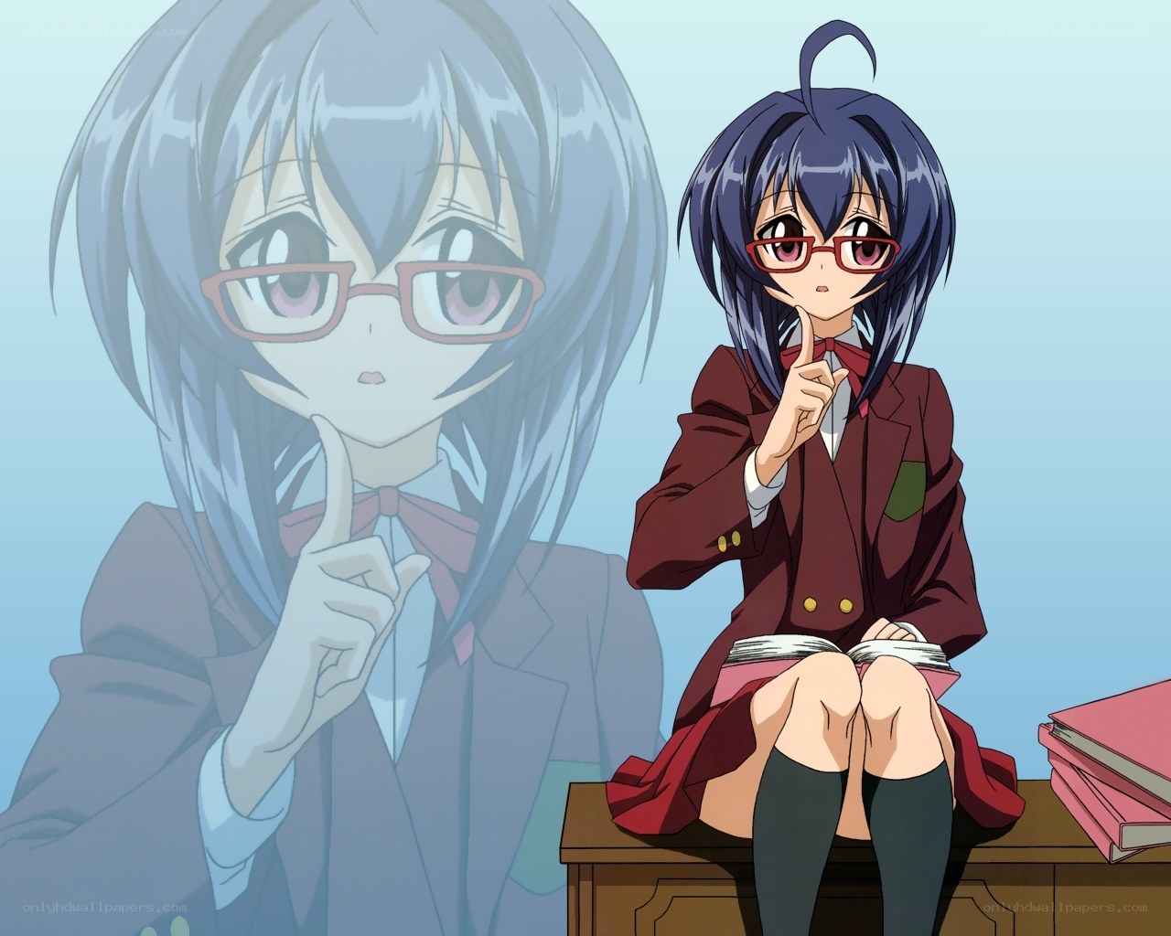 anime girl with glasses