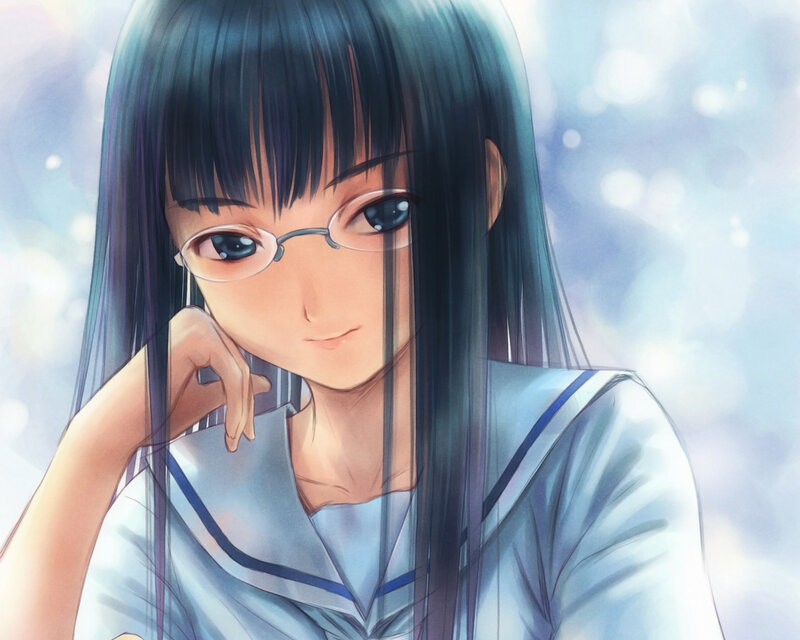 anime girl with glasses