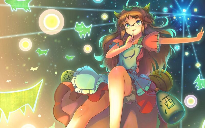 Anime girl with glasses and a bottle