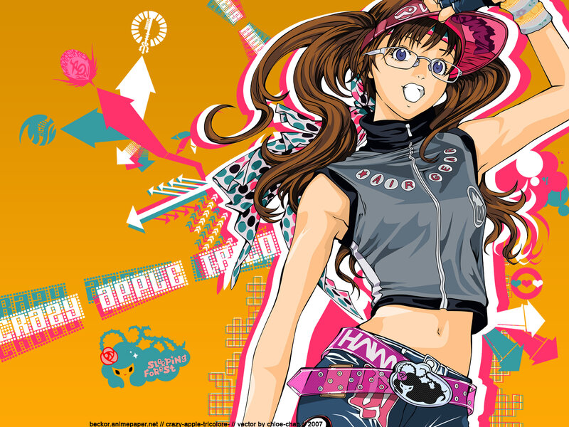 anime girl with glasses and cap