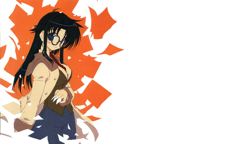 anime girl with glasses and claws