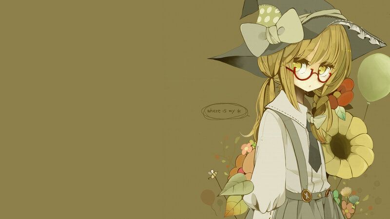 anime girl with glasses and hat