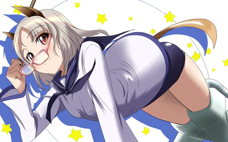 anime girl with glasses and horns