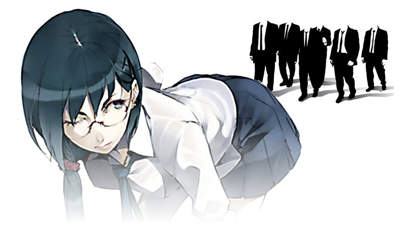 anime girl with glasses and suits