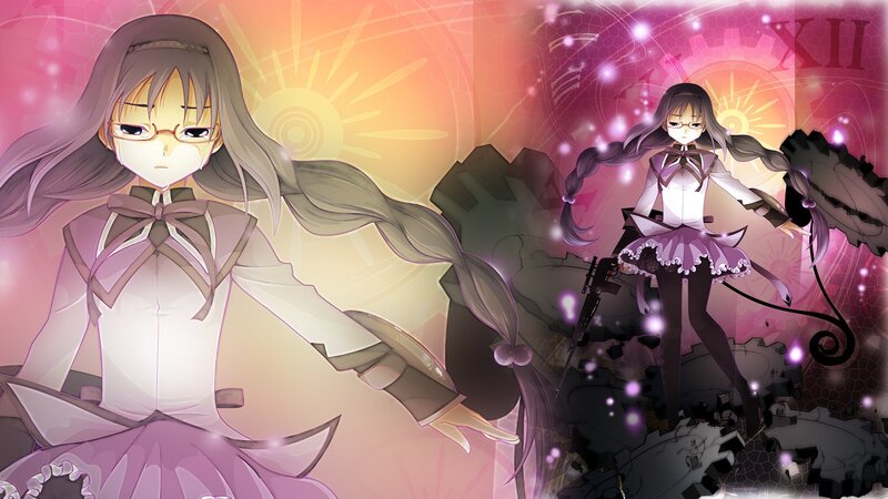 Anime girl with glasses and weapon