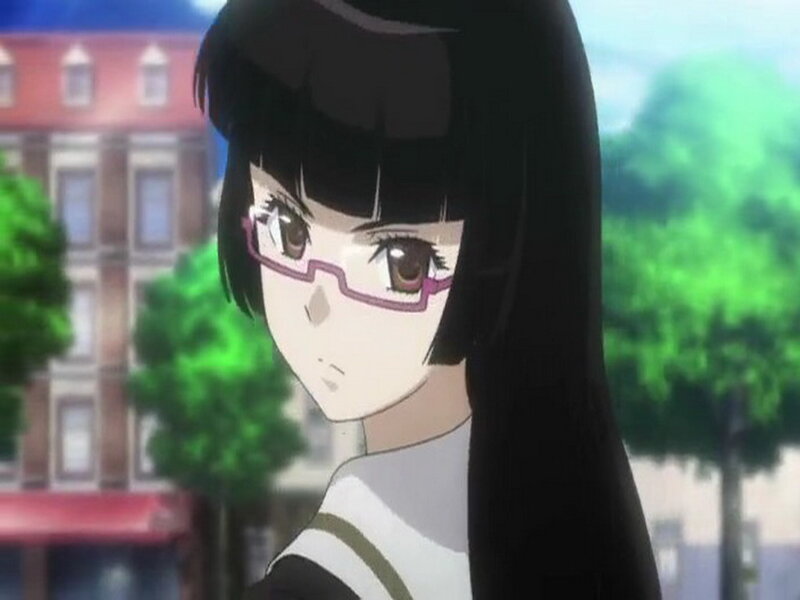 Anime Girl with Glasses — Black, Calm