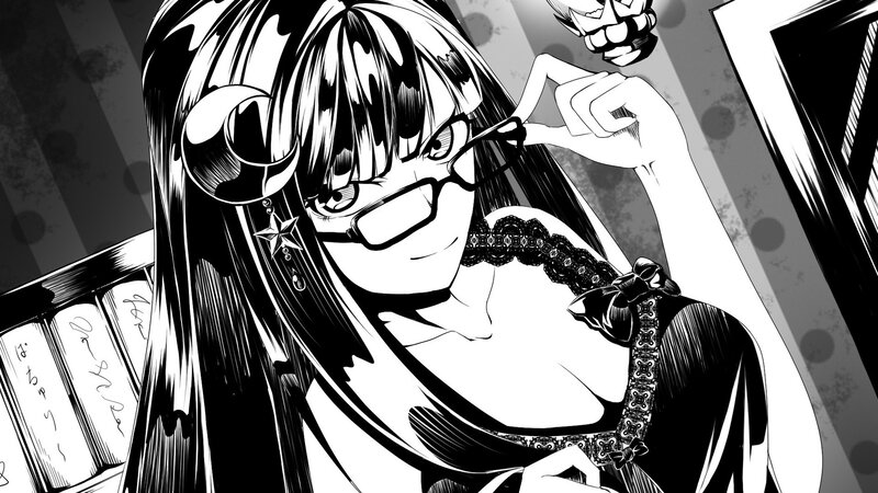Anime Girl with Glasses — Black, Dramatic, Manga, Long Hair