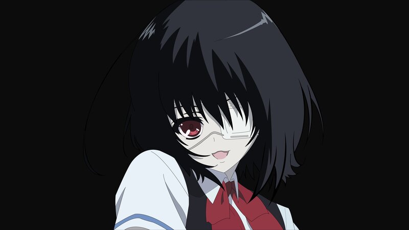 Anime Girl with Glasses — Black, Dramatic, School Uniform