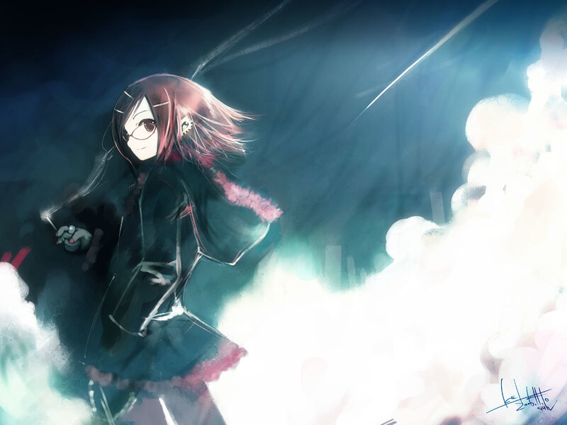Anime Girl with Glasses — Black, Dramatic
