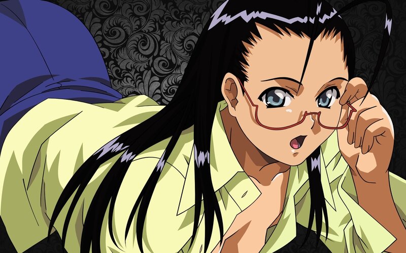 Anime Girl with Glasses — Black, Surprised