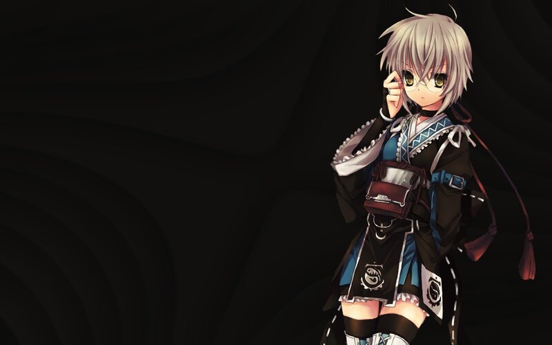 Anime Girl with Glasses — Black