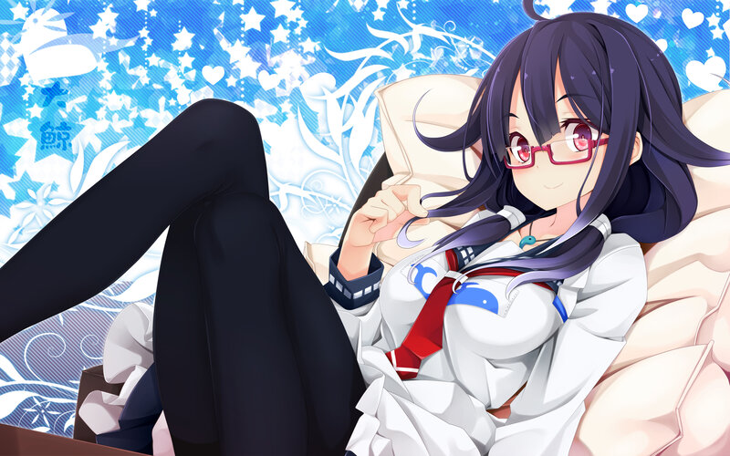 Anime Girl with Glasses — Blue, Calm, Digital Art