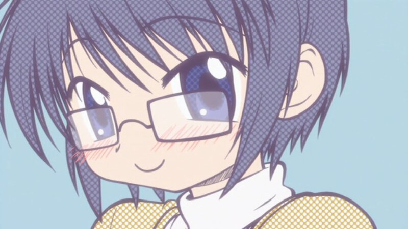 Anime Girl with Glasses — Blue, Cheerful, Manga