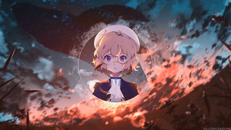 Anime Girl with Glasses — Blue, Dramatic, Night, Digital Art