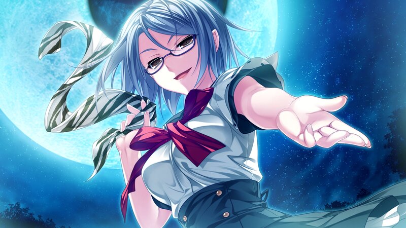 Anime Girl with Glasses — Blue, Dramatic