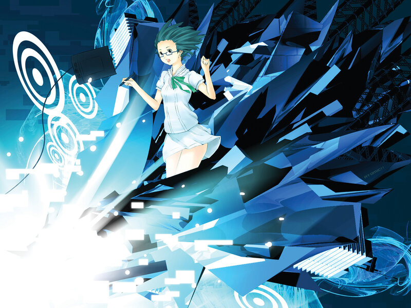 Anime Girl with Glasses — Blue, Dynamic
