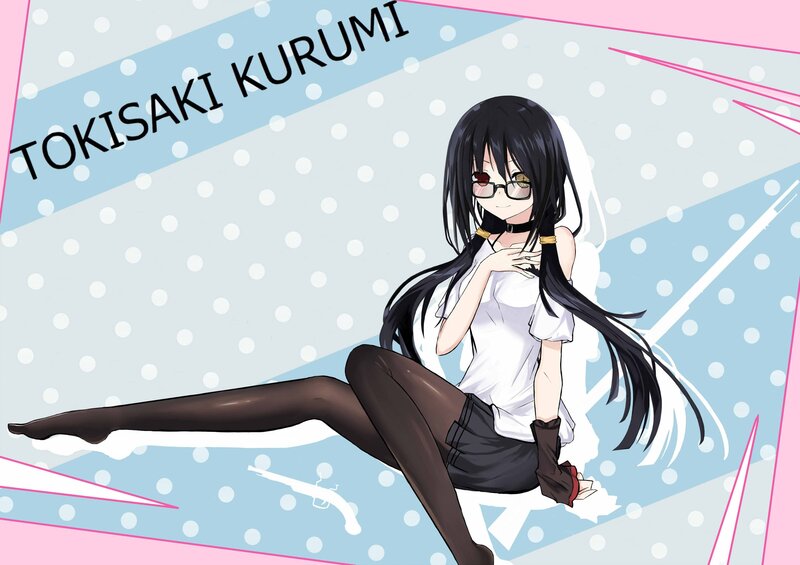 Anime Girl with Glasses — Blue, Playful, Black Hair