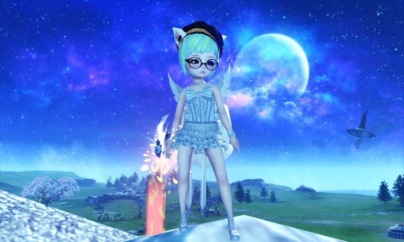 Anime Girl with Glasses — Blue, Serene, Night, 3d Render